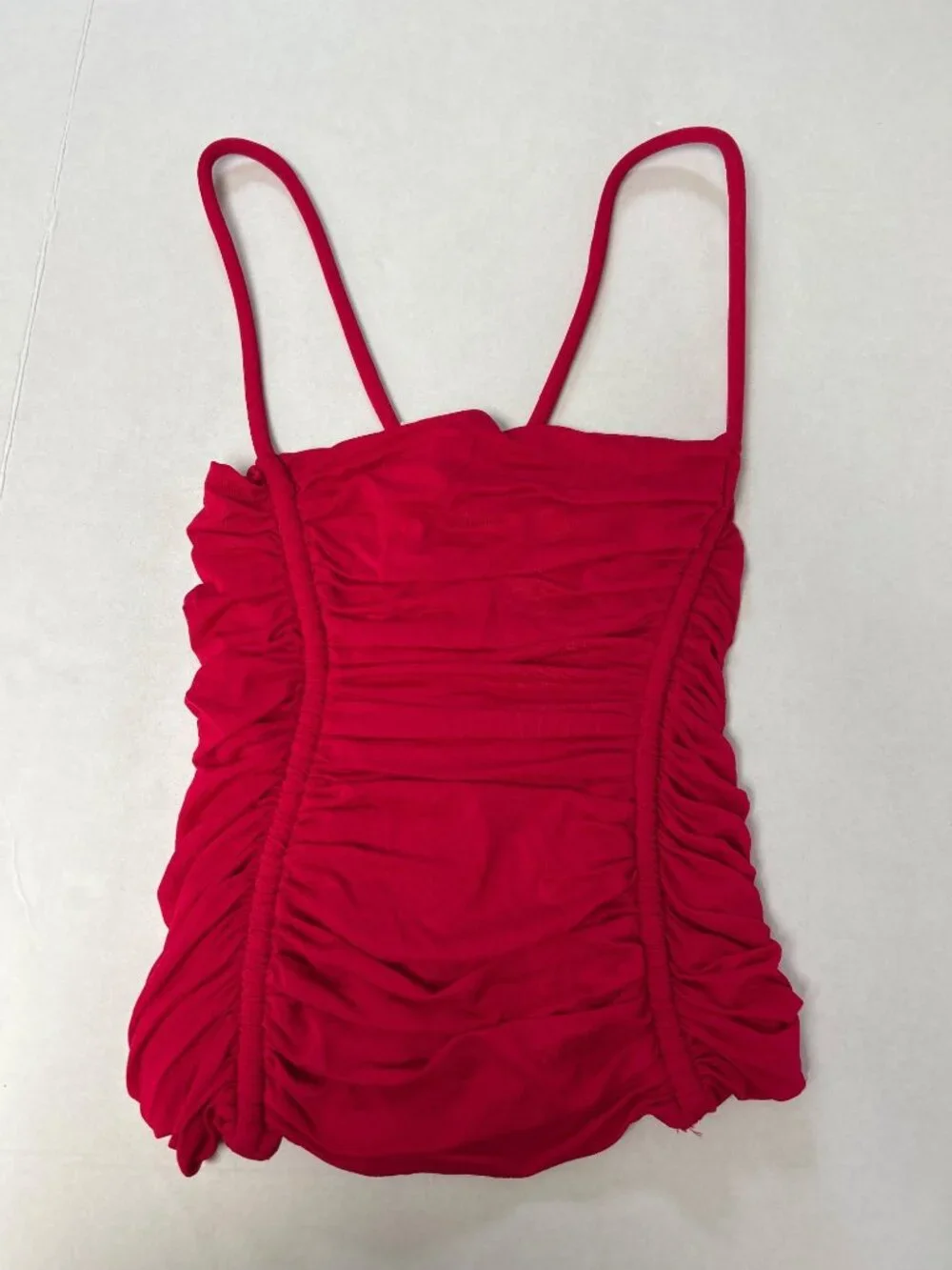 DSQUARED2 Spaghetti Strap Ruched Body Contour Top Bright Red Size Small NWT - Picture 2 of 6
